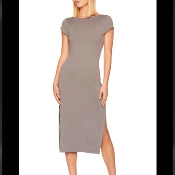 Susana Monaco Twist Back Dress In Smoke NWT Size L - Picture 4 of 8